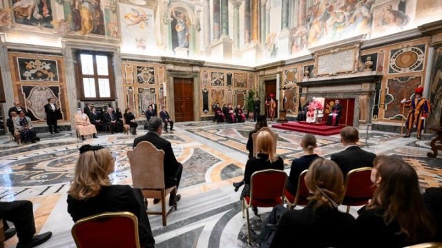 A bound volume containing reflections from 93 ambassadors accredited to the Holy See, presented to Pope Leo XIV