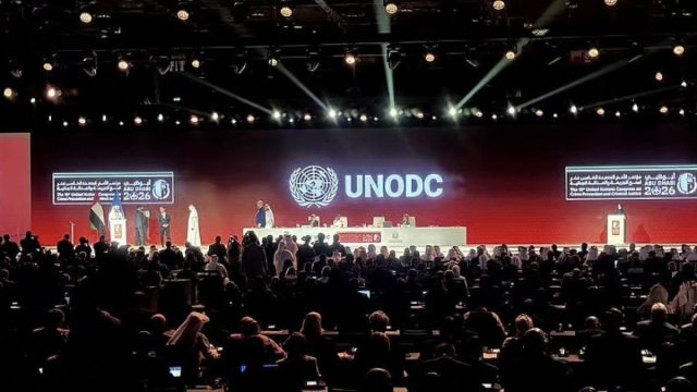 Delegates seated at the 15th United Nations Congress on Crime Prevention and Criminal Justice in Abu Dhabi