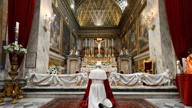 Pope Leo XIV in a white cassock and zucchetto