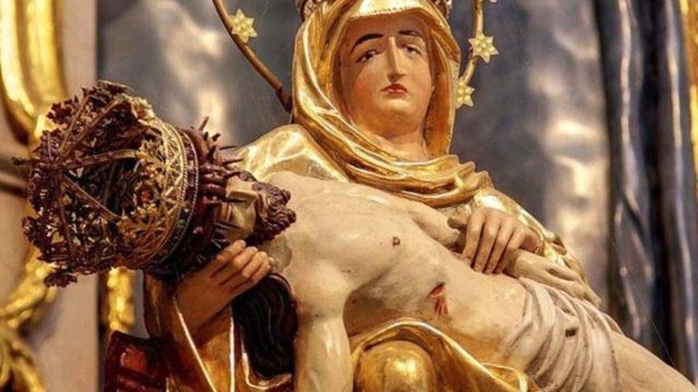 A devotional depiction of the Virgin Mary as Our Lady of Sorrows