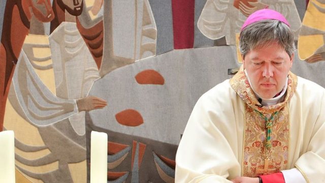 Bishop Robert Mutsaerts speaking during an interview