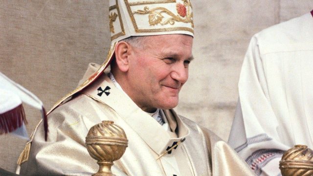 Pope John Paul II speaking during the All Souls commemoration at the Almudena cemetery in Madrid