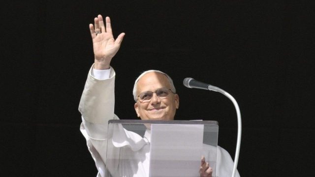 Pope Leo XIV addressing the faithful during the Sunday Angelus