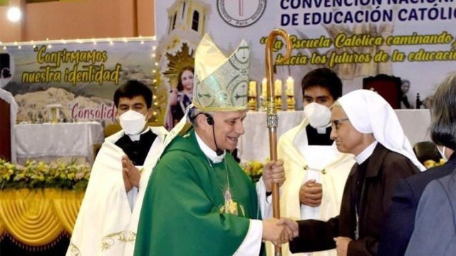 Sister María Antonieta García Carrizales, superior general of the Franciscan Sisters of the Immaculate Conception, speaking at the Vatican