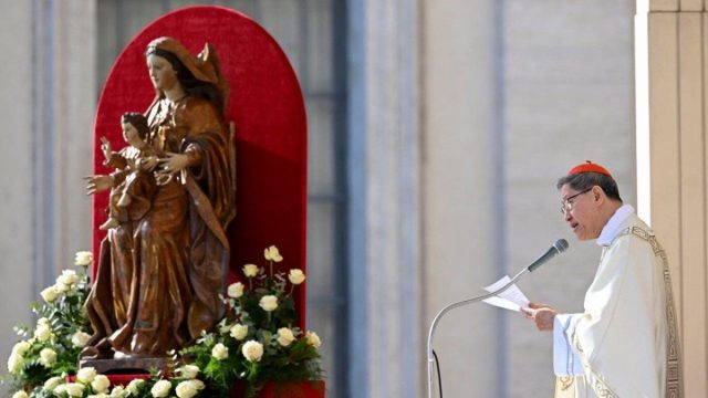 Pope Leo XIV at the Mass in St. Peter's Square marking the 10th anniversary of Amoris Laetitia