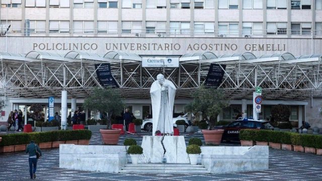 Pope Leo XIV, who spent his first night at the Gemelli hospital in Rome after lung surgery