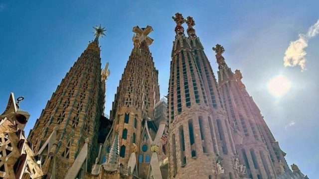 The spires of the Sagrada Familia basilica in Barcelona